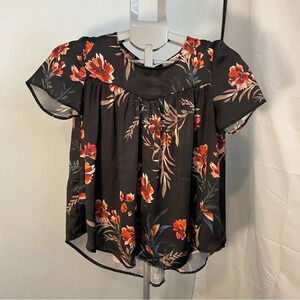 Molly‎ Bracken Black floral blouse size XS